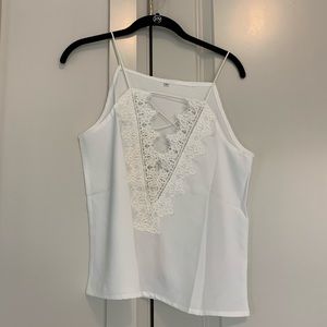 White Lace Up Cami